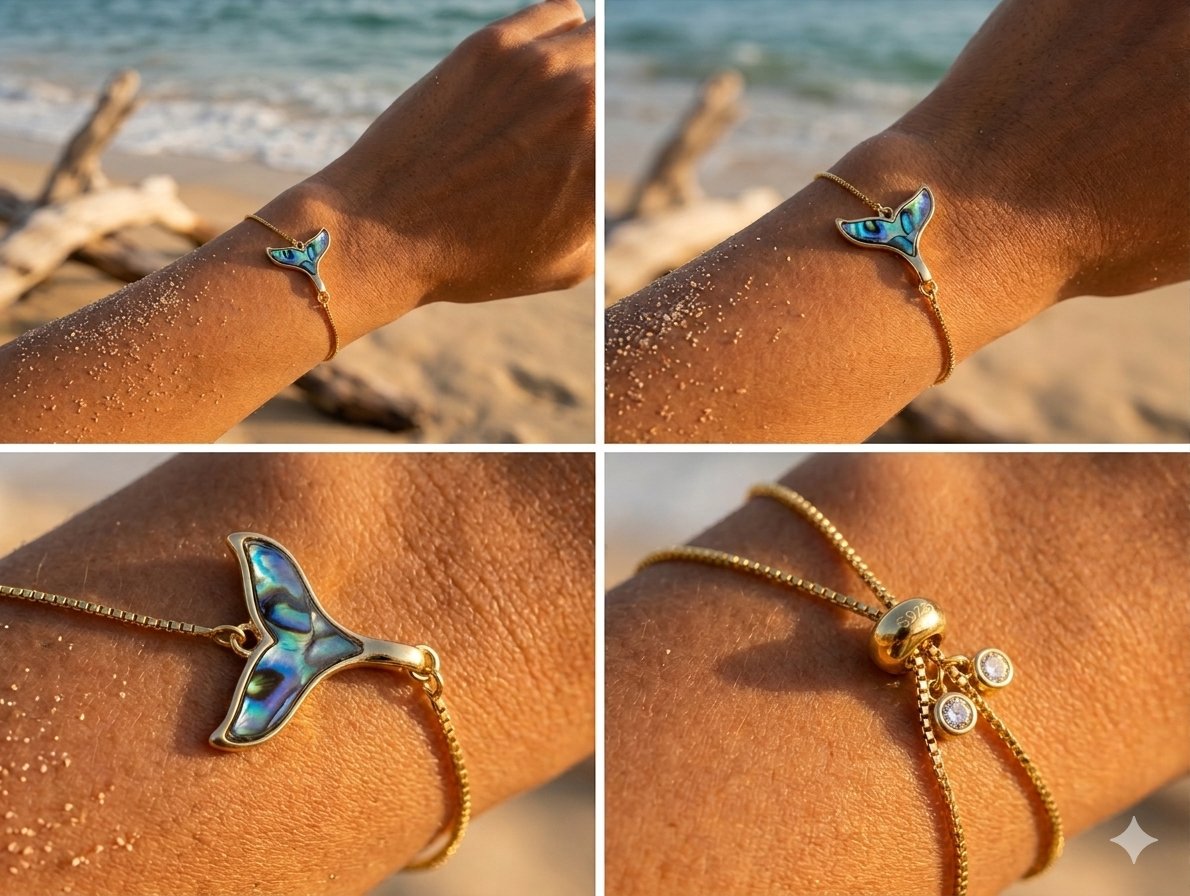 Whale Tail Blue worn